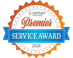 CityOf.com Premier Service Award 2026 seal